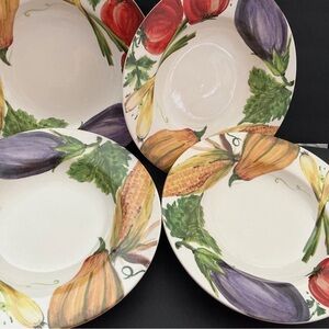 Crate&Barrel Vegetable Motif Dinner Pasta Bowls